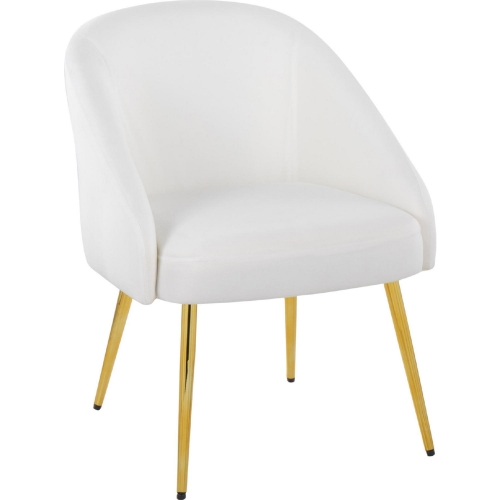 Shiraz Accent Chair in White Velvet & Gold Steel